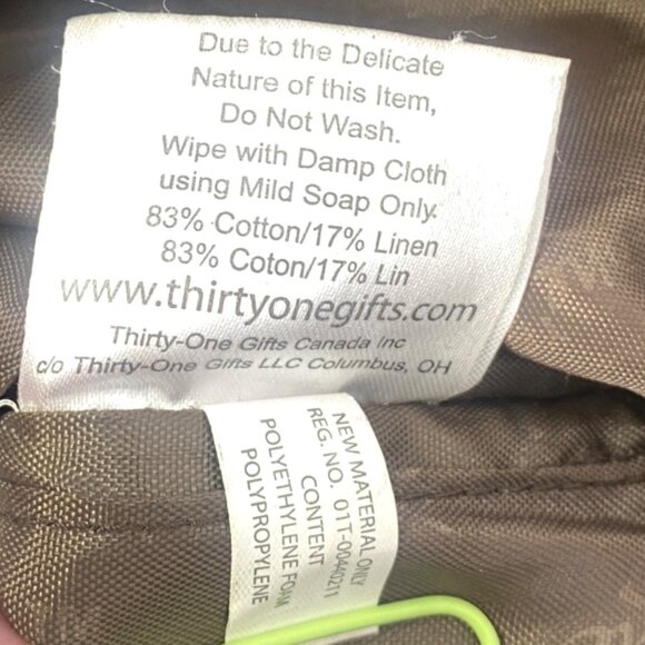 Thirty-One Brown Twill Canvas Simply Blessed Pink Embroidered Crossbody Bag - Picture 11 of 11